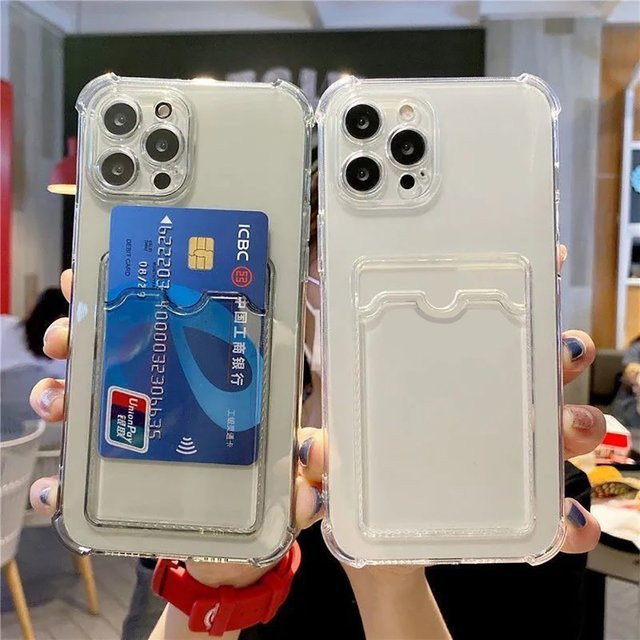 Transparente TPU-Kartenhalter-Telefonhülle für Apple iPhone, stoßfeste Schutzhülle - Bild 1