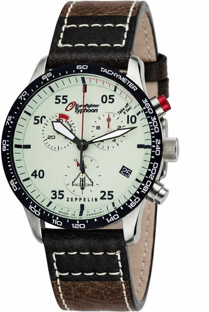 Zeppelin Chronograph, Quarz, Edelstahl, Leder, 43 mm, Herren - Bild 1