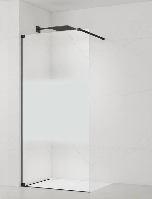 Swiss Aqua Technologies Walk-In Duschtrennwand aus Sicherheitsglas mit Milchglas-Streifen, B: 140 cm, H: 200 cm - Bild 1