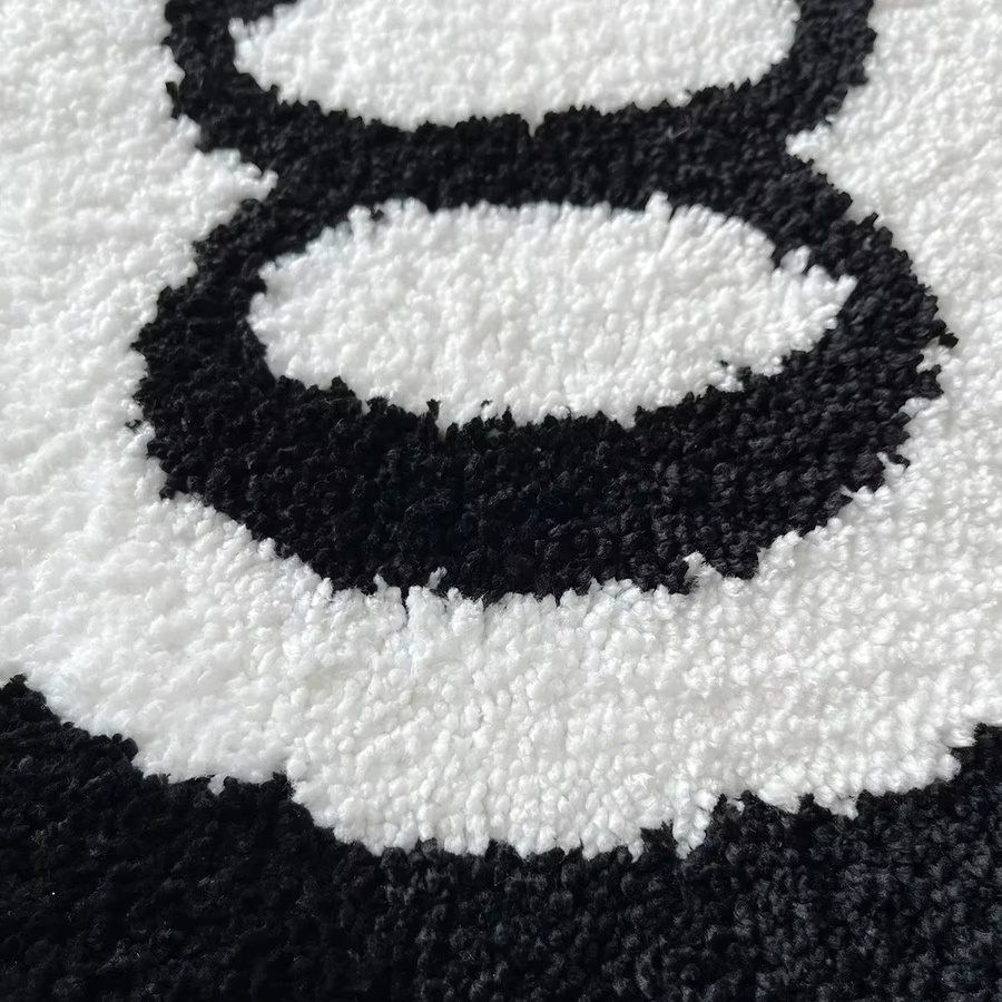 Runder 8-Ball-Teppich aus schwarzem Plüsch von Hoom-Dekor, weich und rutschfest - Bild 6