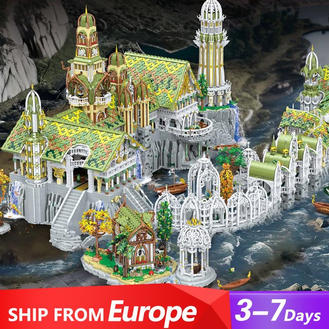Barweer Klemmbausteine Modell Rivendell Das Tal Dämmerung aus Der Herr der Ringe MOC Modulares Gebäude Puzzle Spielzeug in Mehrfarbig - Bild 1