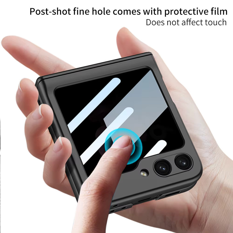 Magnetische Hartschalen-Handyhülle mit Sichtschutz-Schutzfolie und Scharnierschutz für Samsung Galaxy Z Flip 7 in Lila - Bild 3