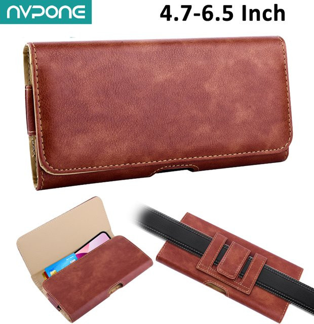 NVPONE Universal Handyhülle mit Gürtelclip für Smartphones von 4,7 bis 6,5 Zoll, braun - Bild 1