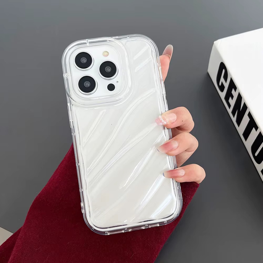 Stoßfeste Silikon Handyhülle mit Wellenstruktur von AKABEILA in Transparent für iPhone Modelle - Bild 3