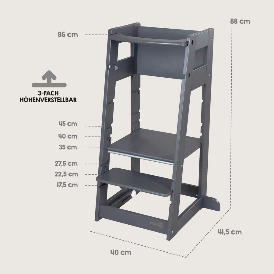 Roba Lernturm Sit & Step 2-in-1 aus Holz in Grau - Bild 2