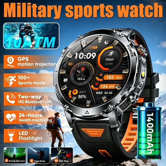 BOALZETD Smartwatch für Herren mit GPS-Tracking und wasserdichter IP68-Funktion - Bild 1