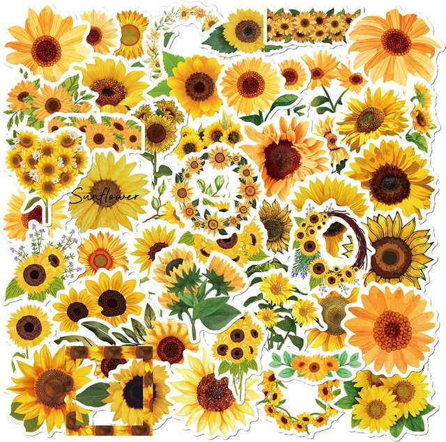 Rspctou Cartoon Sonnenblume Aufkleber in Gelb für Laptop und Telefon zur DIY Dekoration - Bild 1