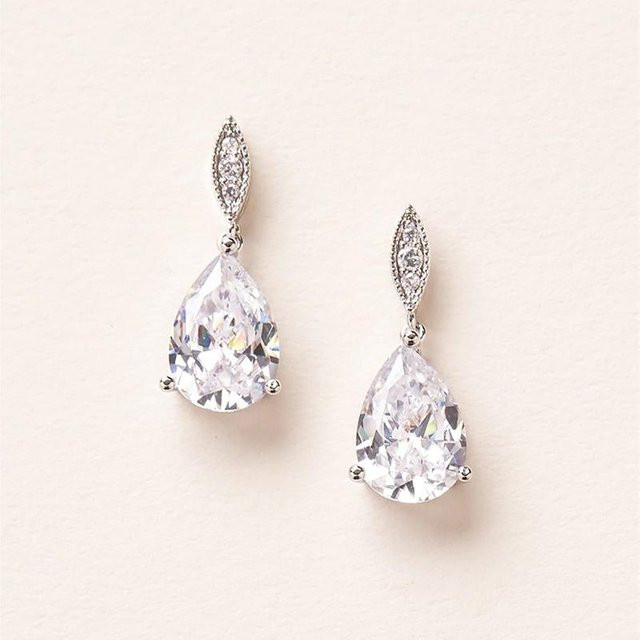 YIRAN Jewelry Ohrringe, Birnenförmig, Zirkonia, Kristall, Kupfer, Weiß, Damen - Bild 1