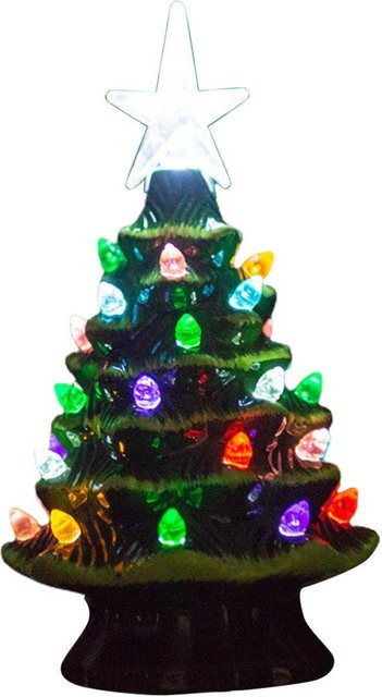Beleuchteter Keramik-Weihnachtsbaum von DIYelecs in Multicolour, Tischdekoration für Weihnachten, Höhe: 18,8 cm - Bild 1