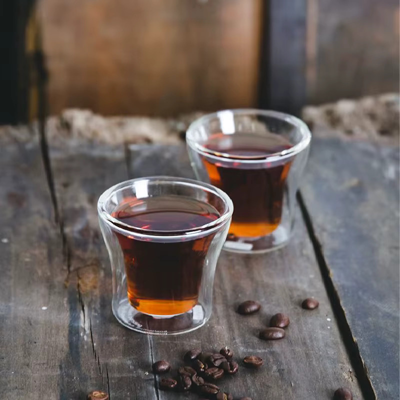 YWDL Doppelwandige Glasbecher aus Borosilikatglas, transparente Espressotassen für Kaffee und Tee, 80 ml - Bild 2