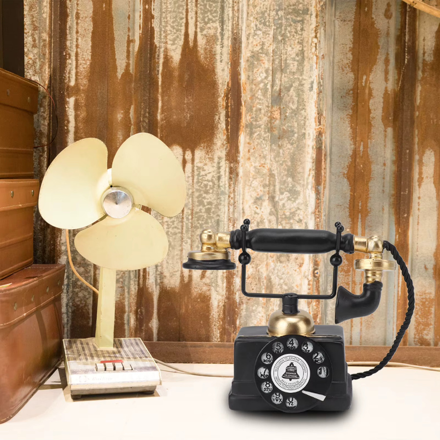 Aibecy Retro-Telefonmodell Vintage Dekoration aus Kunstharz in Schwarz - Bild 3