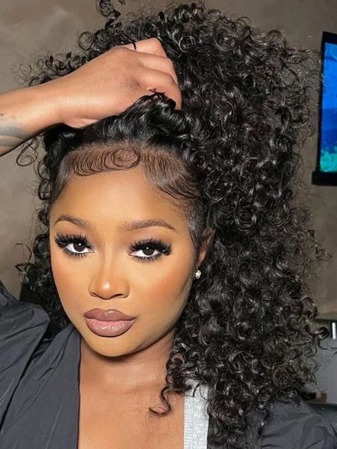 UVEOUS 3-in-1 Halbperücke, Jerry Curl, Echthaar, 30 Zoll, 200 Dichte - Bild 1