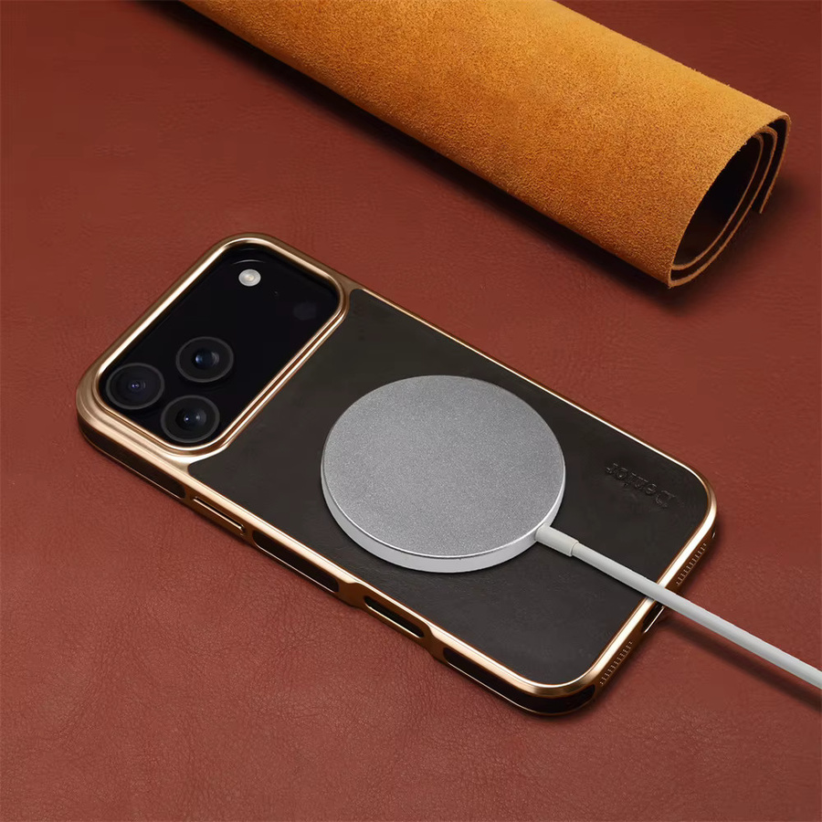 Luxuriöse Handyhülle aus echtem Leder mit Ölwachs-Textur für iPhone 17 Pro Max 16 15 14 13 12, stoßfeste Schutzhülle in Schwarz - Bild 2