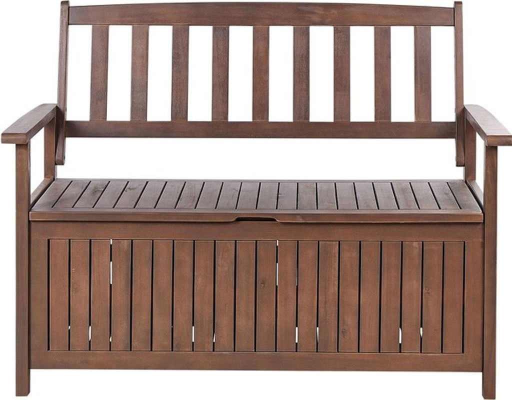 BELIANI Gartenbank aus Akazienholz in Dunkelbraun mit Armlehnen und Stauraum, Breite: 120 cm - Bild 1