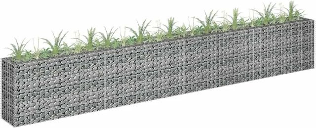 DELUKE Gabionen Hochbeet ROON aus verzinktem Stahl in Silber, B/T/H: 360 x 30 x 60 cm - Bild 1