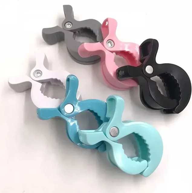 vvocci 2er-Set tragbare Alligator-Clip-Haken für Kinderwagen und Autositz, Schwarz - Bild 1