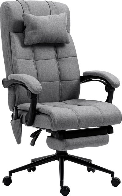 Vinsetto Ergonomischer Bürostuhl mit Massagefunktion und Lendenheizung in Grau mit Fußstütze und Kopfstütze, B/T/H: 66 x 76 x 112-120 cm - Bild 1