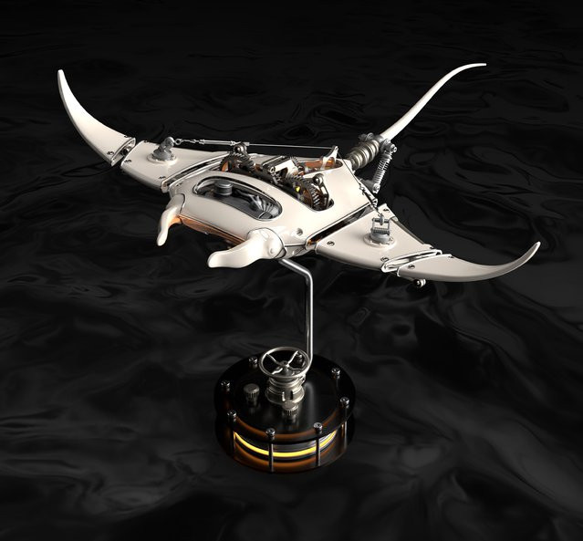 goni Mechanisches Manta-Ray-Montagemodell, weiß, aus Metall, für Erwachsene - Bild 1