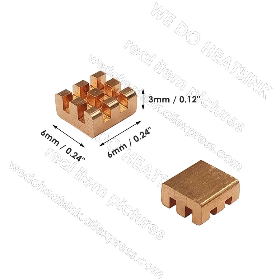Kühlkörper aus reinem Kupfer von WE DO HEATSINK, Farbe Gold, B/T/H: 6 x 6 x 3 mm - Bild 2
