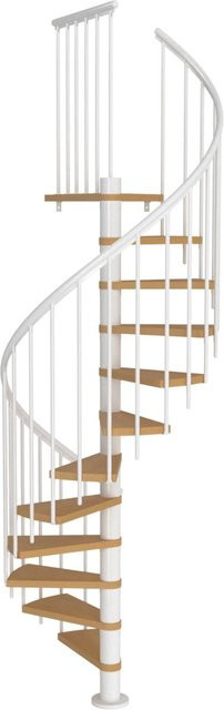 Dolle Spindeltreppe Montreal in Buchenfurnier mit weißem Geländer Ø 120 cm - Bild 1