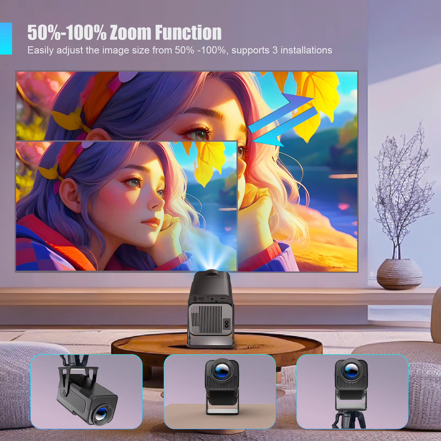 Magcubic Mini-Projektor HY320 NTV mit Netflix-Lizenz, Full HD 1080P, WLAN und Bluetooth 5.2, automatische Keystone-Korrektur und Sprachsteuerung - Bild 6