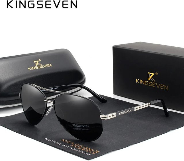 KINGSEVEN Sonnenbrille Aviator, Vollrand, Metall, Schwarz, Herren - Bild 1