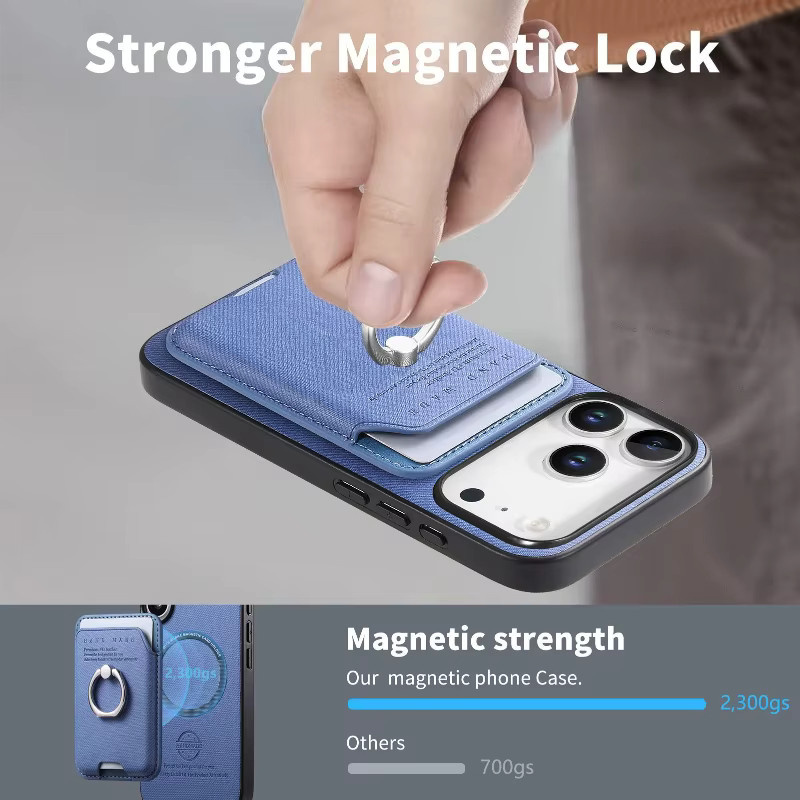 CHUBAN MagSafe Hülle mit Anti-Rutsch-Kartenhalter und magnetischem 2-in-1 Wallet für iPhone in Braun - Bild 2