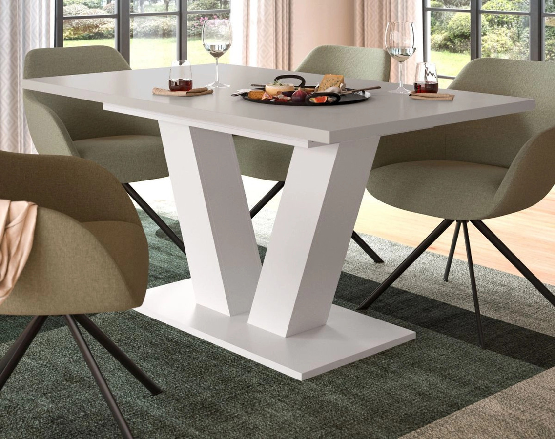 Ausziehbarer Esstisch Home-X von Inn.Furn in Kaschmir und Weiß, Rechteckig, B: 150 cm bis 190 cm - Bild 1
