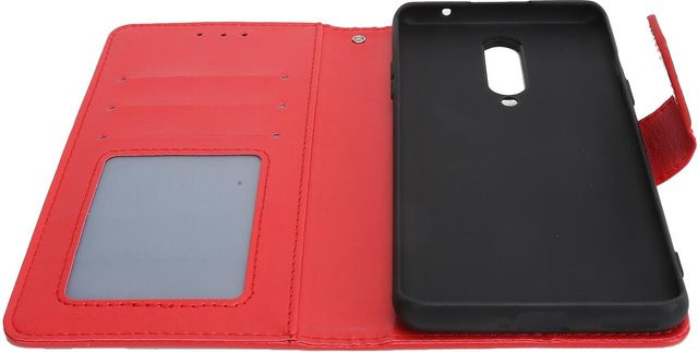 Magnetische PU Leder Flip Cover Hülle für OnePlus 8 mit Kristallmuster in Rot - Bild 1
