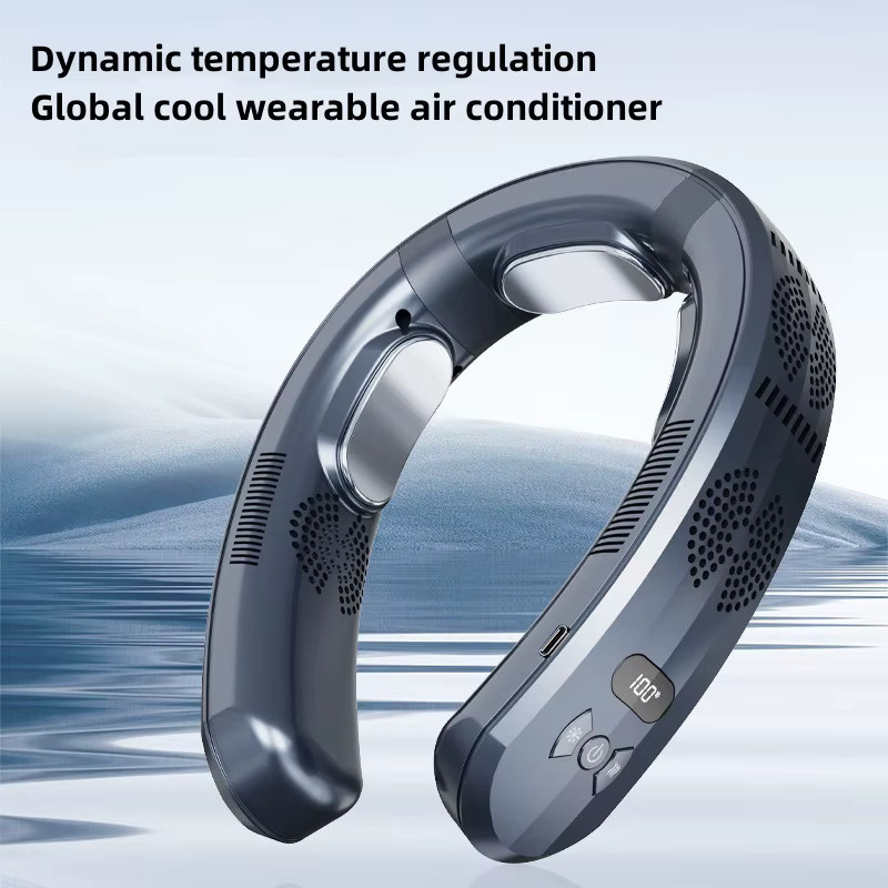 Tragbarer Mini-Halsventilator CREAROMA mit 6000mAh Akku, USB wiederaufladbar, Blau - Bild 2