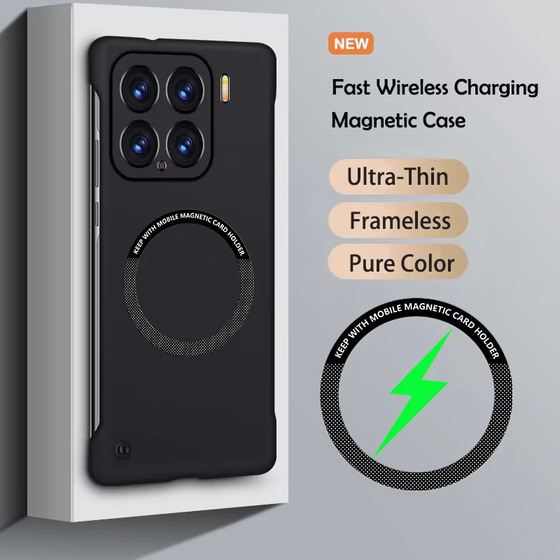 Magnetische und rahmenlose Handyhülle für Xiaomi in Schwarz oder Grün, stoßfeste Schutzhülle für Xiaomi 17 15 14 13T 13 12 11 Pro Max Ultra - Bild 1
