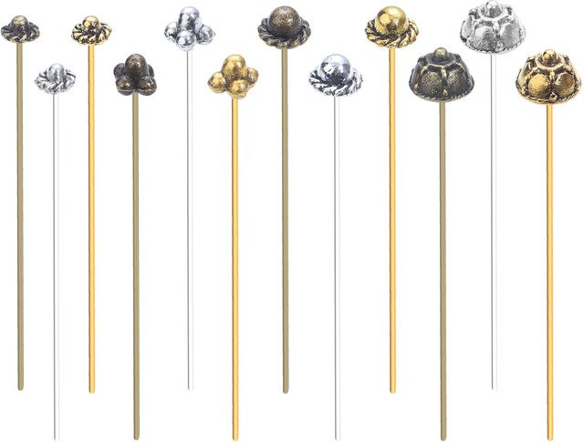 Blume Kopf Pins Nadeln, Metall, DIY Schmuck Zubehör - Bild 1
