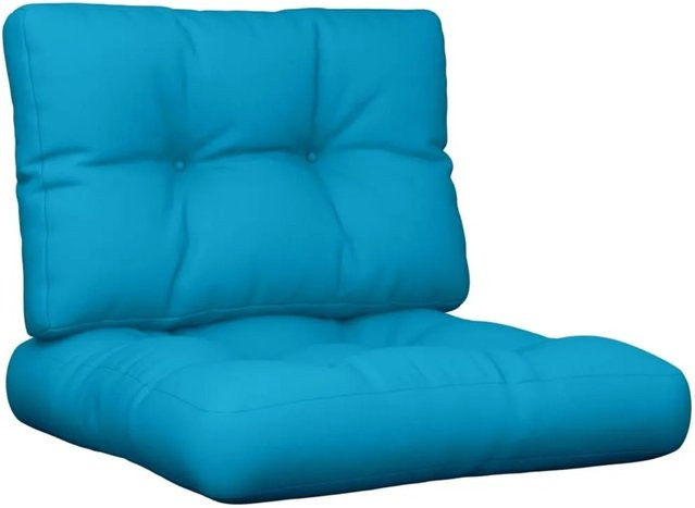vidaXL Palettenkissen Set aus 2 Stück in Blau, wasserabweisend und UV-beständig aus Polyester, B/T/H: 50 x 50 x 12 cm - Bild 1
