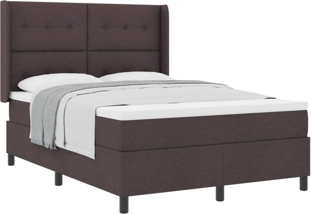 vidaXL Boxspringbett mit Matratze in Braun, Stoff, B/T/H: 140 x 190 cm - Bild 1