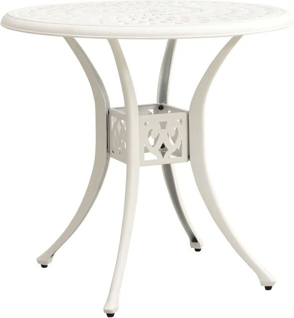 Furnicato Gartentisch aus Aluminiumguss in Weiß, rund, B/T/H: 78 x 78 x 72 cm - Bild 1