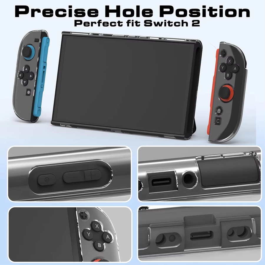 TECTINTER Schutzhülle für Nintendo Switch 2 aus PC und TPU, Transparent, Joystick Controller Cover Skin Protector - Bild 4