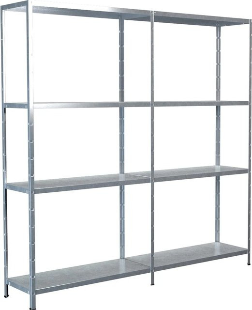 Schulte Steckregal Set mit Anbauregal aus verzinktem Metall, Farbe Silber, B/T/H: 180 x 35 x 180 cm - Bild 1