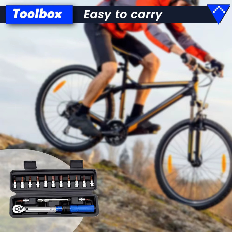 Podofo 15-teiliges Fahrrad-Drehmomentschlüssel-Set 1/4 Zoll, 2-24 Nm, bidirektional, Inbus-Steckschlüssel-Set in Silber - Bild 2