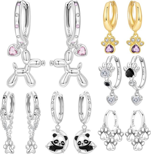PANPOKI Ohrringe, 925 Silber, Rosa Herz Ballon Hund, Damen - Bild 1