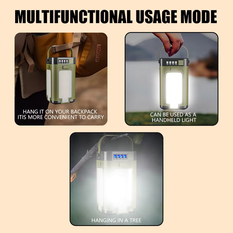 XIWANGFIRE Solar-LED-Leuchte mit Typ-C Akku und Powerbank-Funktion, weiße tragbare Campinglampe mit Haken für Outdoor, Wandern und Angeln - Bild 5