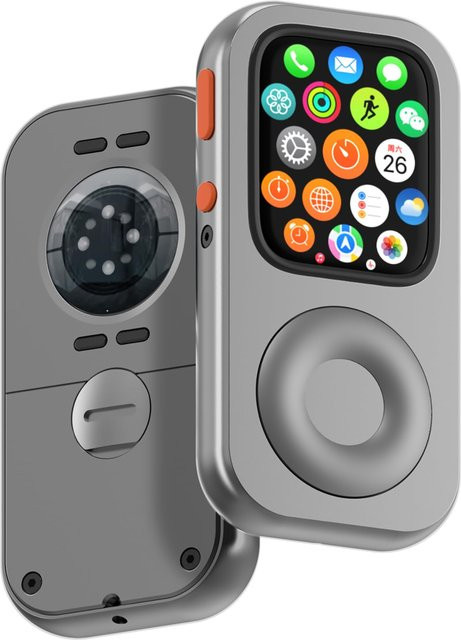 RePod Schutzhülle aus Aluminiumlegierung für Apple Watch Series 7, 8 und 9 in Grau mit Click-Wheel-Design - Bild 1
