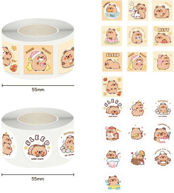 Linyi Toy Cartoon Tier Belohnungs Aufkleber Rund Multicolour 300 Stück pro Rolle - Bild 1