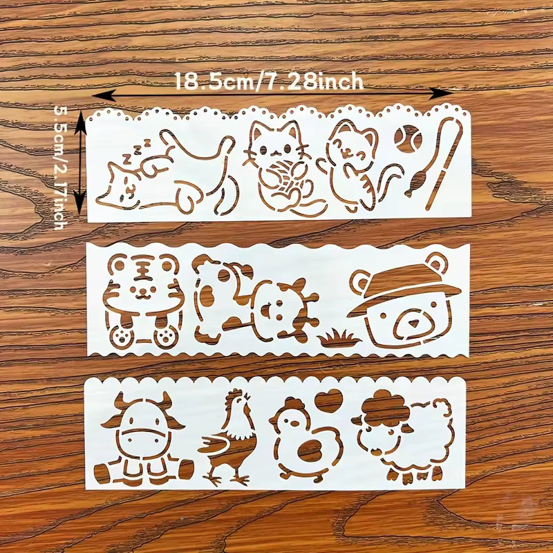8er Set Mini Tier Schablonen aus Kunststoff in Weiß für DIY Malerei und Scrapbook-Handwerk - Bild 2