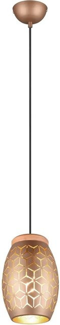 Reality Pendelleuchte Bidar 1-flammig in Coffee und Gold mit Holz und Metall, Durchmesser: 15 cm, Breite: 15 cm - Bild 1