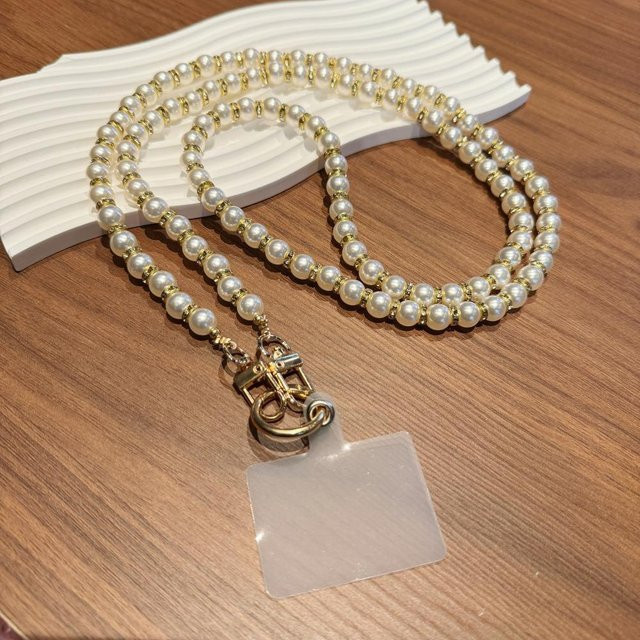 Stilvolle Perlen Handy Kette in Weiß als Crossbody Lanyard und Schulterkordel mit Anti-Verlust Funktion - Bild 1