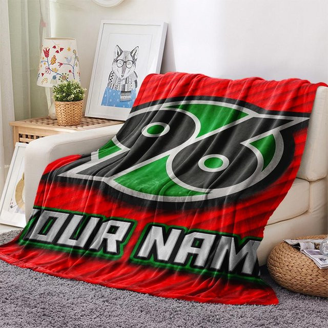 Individuelle Flanelldecke Hannover 96 Gemustert mit Namen, Rot, B x L: 80 x 120 cm - Bild 1