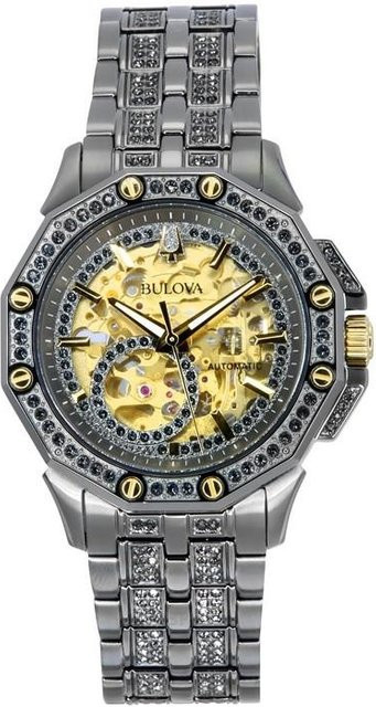 Bulova Armbanduhr Automatik, Edelstahl, Gold, Kristall, Herren - Bild 1