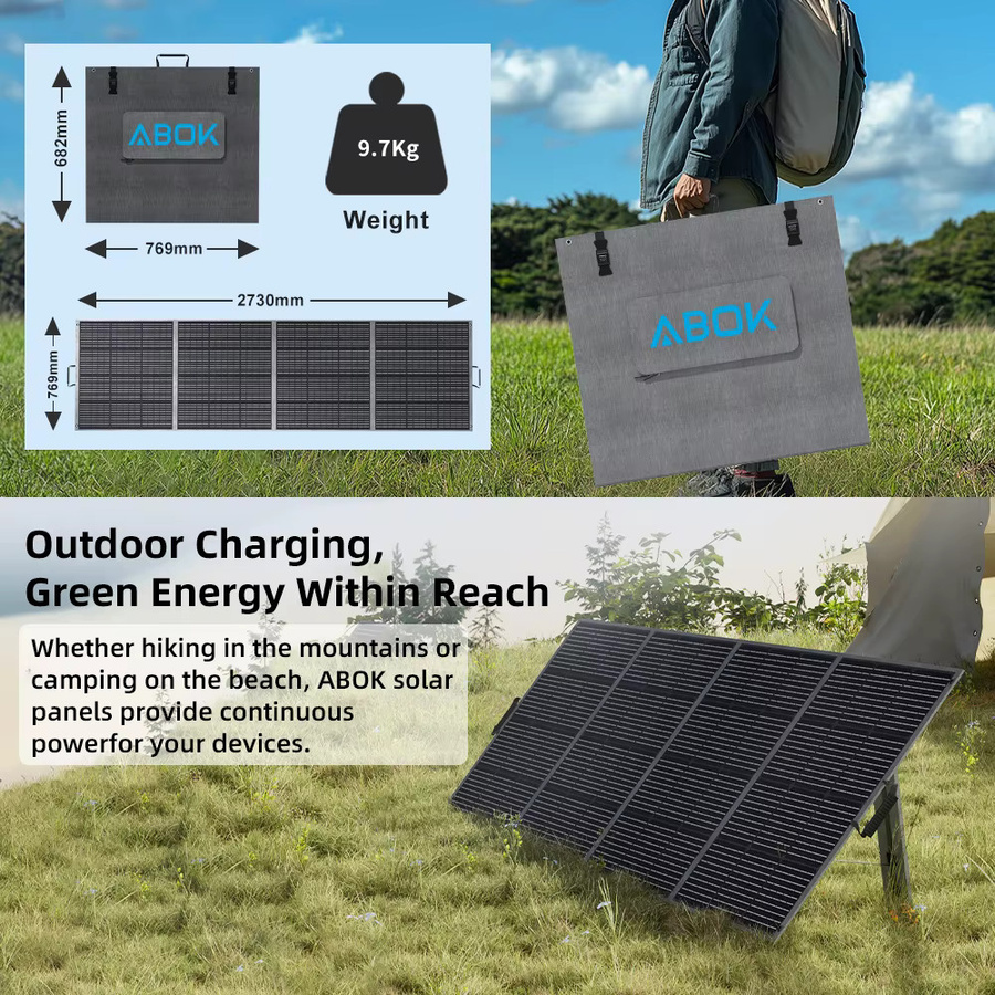 ABOK 400W Monokristallines Solarmodul mit MC4-Ausgang, flexibles und wasserdichtes Ladegerät nach IP68 für Wohnmobile, Camping und Zuhause - Bild 2