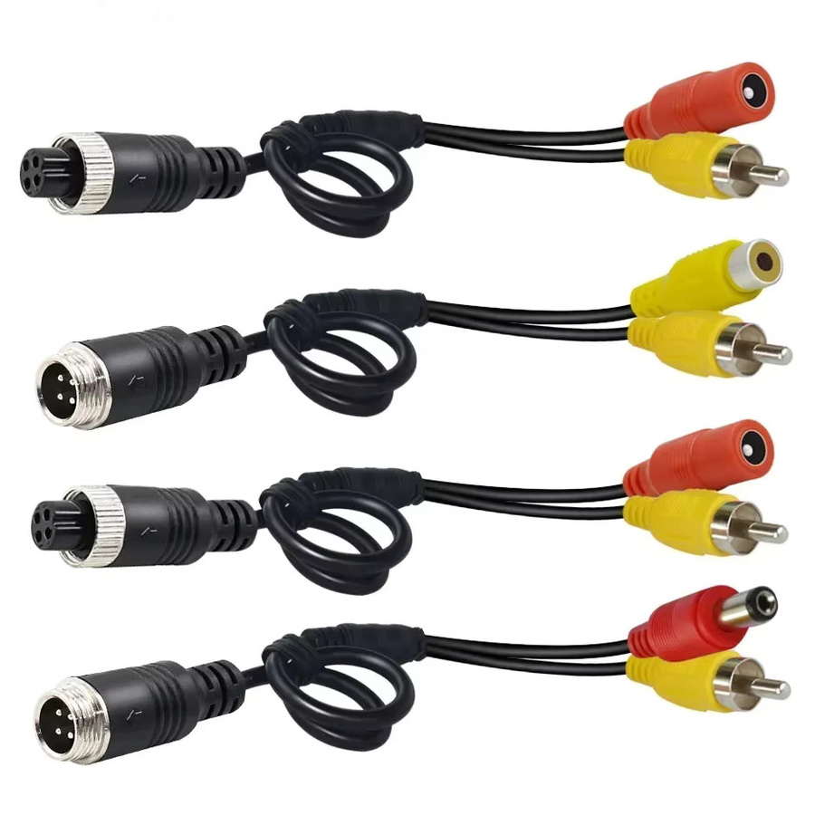 QXNY 4-Pin Aviation-Stecker auf RCA AV/Buchse DC Mehrfachkabel-Adapter-Konverter für Auto-Rückfahrkamera-Monitor - Bild 3