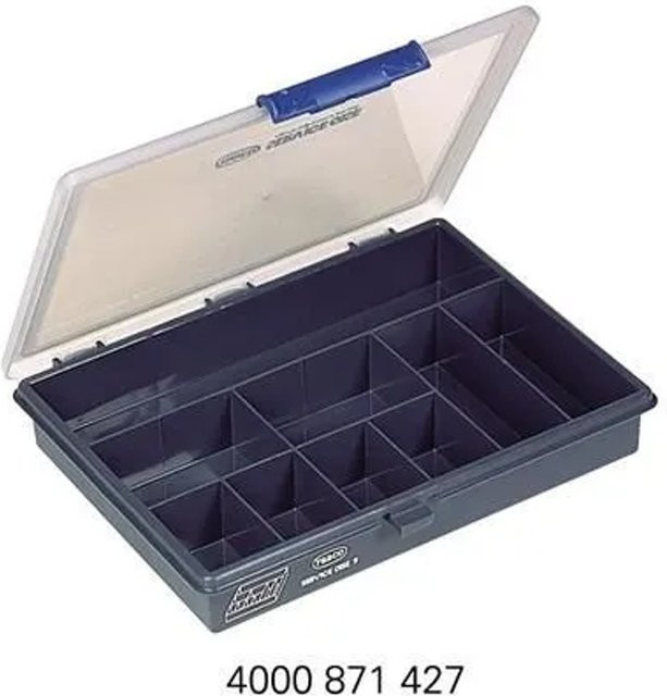 Raaco Assorter Sortimentskasten mit 9 Fächern, Transparent Dunkelblau, B: 24,0 cm, T: 19,5 cm, H: 4,3 cm - Bild 2